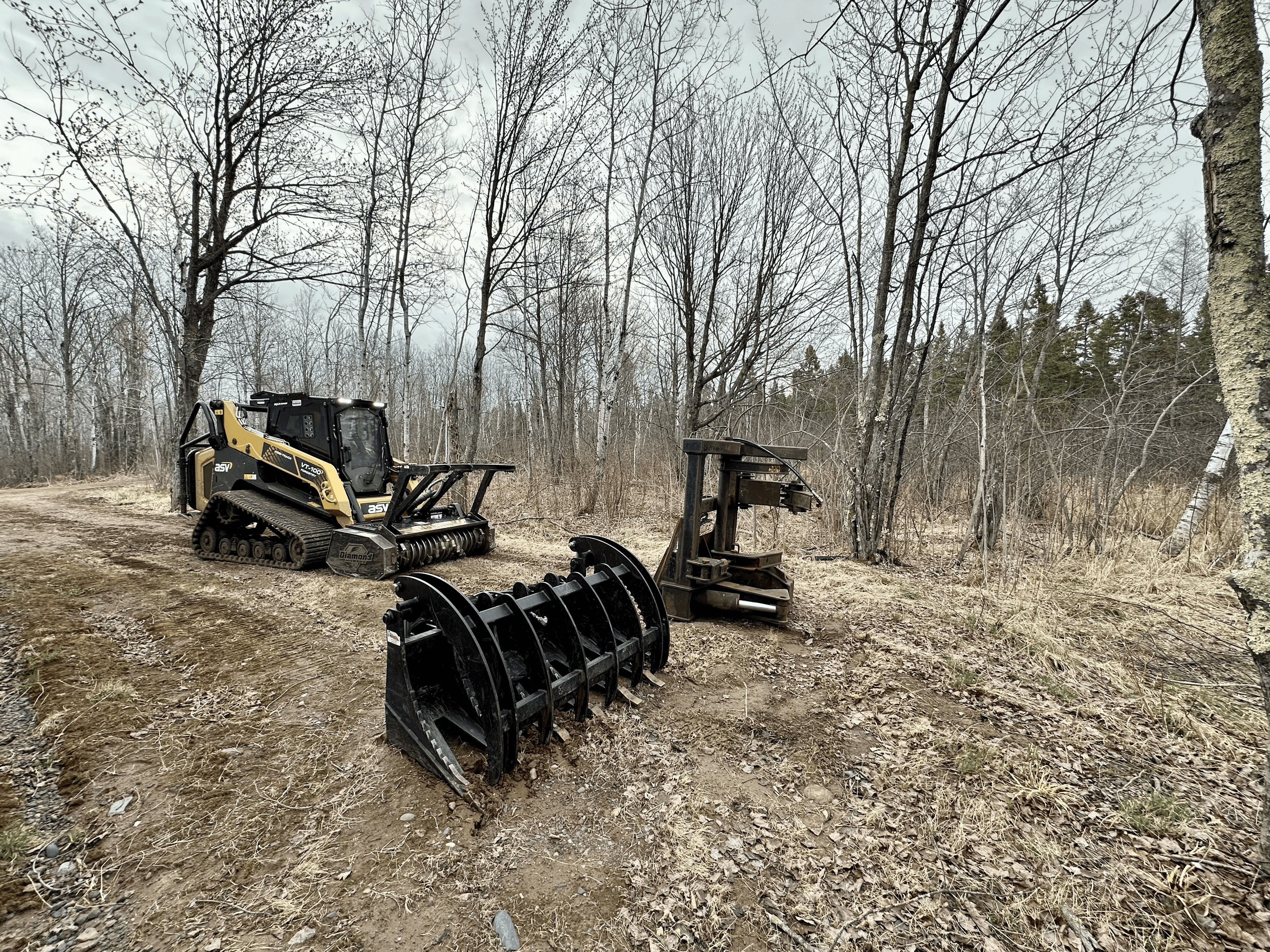 Forestry mulching equipment clearing property